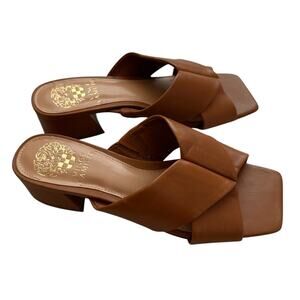 Vince Camuto Seedanta Women’s Sandal Brown Size 7.5 Leather Block Heel Slip On
